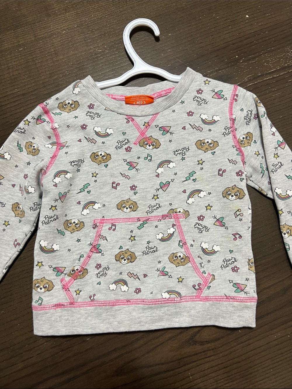 Nickelodeon Gray Sweatshirt with Pink Trim and Puppy Print
